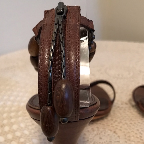 Sergio Rossi beaded ankle strap wrap front slip on heels/sandals - Picture 5 of 8